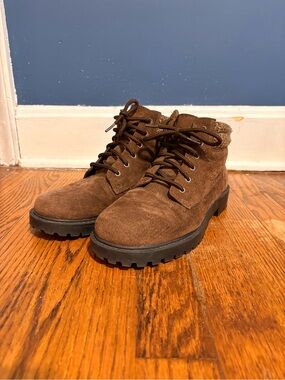 Predictions Brown Suede Lace-Up Women's Ankle Booties